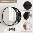 SUNWAVE 20 Inch Round Black Medicine Cabinet with Mirror, Modern Wall Mounted Vanity Cabinet for Bathroom, Circle Bathroom Mirror with Storage, Space-Saving Wood Cabinet (Black, 20 Inch)