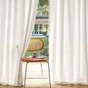 MIULEE Non-See-Through Privacy Linen Curtains 2 Panels, Light Filtering Window Curtains Farnhouse Textured Back Tab Semi Sheer Drapes for Bedroom Living Room, 52 x 45 Inches Long, Natural White