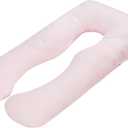 Pregnancy Pillows for Sleeping, U Shaped Full Body Pillow 55 Inch, Maternity Pillow Support for Belly, Back, Legs and Hip with Removable Cover, Pink