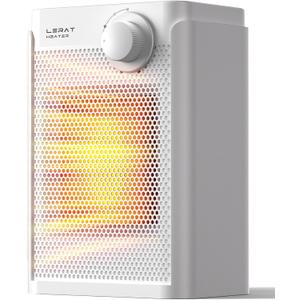 Lerat Electric Space Heater, Small Heater for Indoor Use, 1200W PTC Fast Heating Portable Heater, Overheat & Tip-Over Protection, Heating & Fan Modes for Bedroom, Office, Camping, Milky white