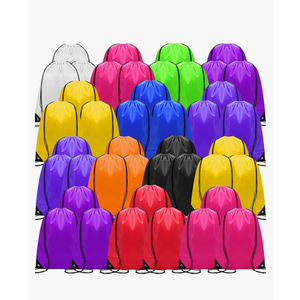 Shappy 100 Pcs Drawstring Backpack Bulk Sports Gym Cinch Bag Polyester String Bag for Men Women Children(10 Colors)