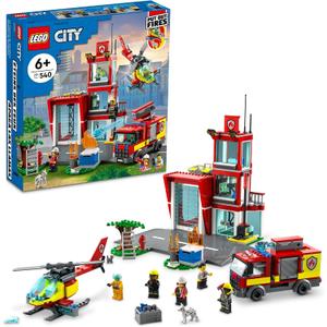 LEGO City Fire Station Set 60320 with Garage, Helicopter & Fire Engine Toys Plus Firefighter Minifigures, Emergency Vehicles Playset, Gifts for Kids Age 6 Plus