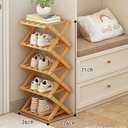 4/ 5 Tier Foldable Shoes Shelf Bamboo Simple Shoe Rack Household Retractable Multifunctional Storage Rack Saves Space(5 Layers)