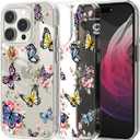 4 x Compatible for iPhone 16 Plus Case Clear with Design Cute Cartoon Animals, Girly Cases for Women Girls Soft TPU Bumper Shockproof Protective Phone Cover Slim Fit Silicone (Butterfly)