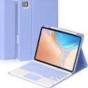 Keyboard Case for iPad Pro 11" M4 2024, Detachable Touchpad BT Keyboard, Magentic Protective Cover with Pencil Holder, Full Protection, Purple