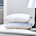 Shredded Memory Foam Pillows Queen Size Set of 2, Regulating Reversible Cooling Pillow Bed Pillow for Bed, Adjustable Loft Bed Firm or Soft Pillows for Side, Back, Stomach, Hot Sleepers