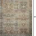 Loloi Layla Collection LAY-03 Olive/Charcoal 5'-0" x 7'-6" .13" Thick Area Rug, Soft, Durable, Vintage Inspired, Distressed, Low Pile, Non-Shedding, Easy Clean, Printed, Living Room Rug
