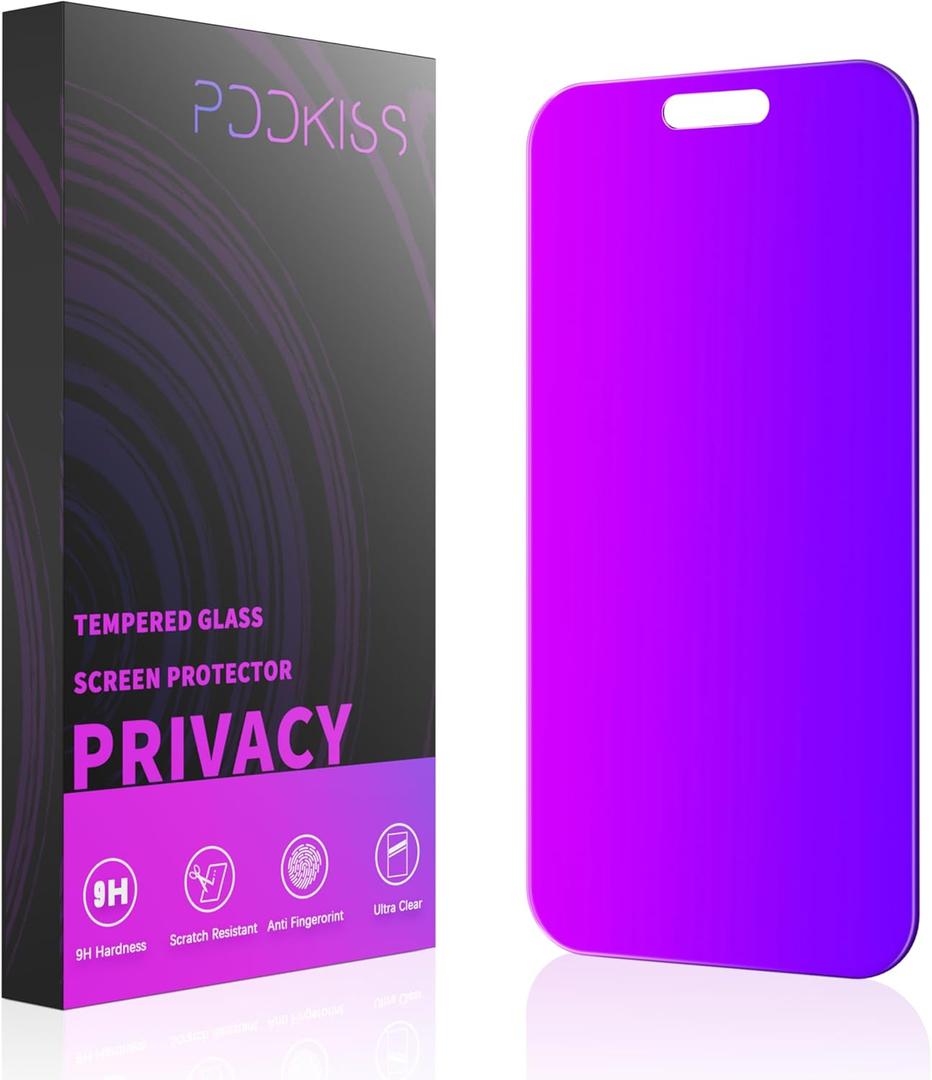 PDDKISS Compatible for iPhone 17 Pro Max Privacy Screen Protector 6.9 Inch, Purple Gradient Anti Spy Anti Blue Light HD Tempered Glass Easy Installation