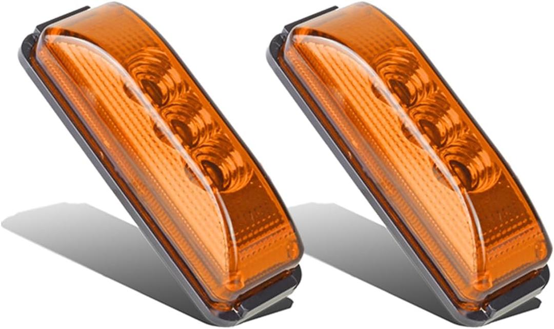 Partsam 2PCS 3 LED Truck Trailer Front Rear LED Side Marker Lights [DOT Approved] indicator Lamp Sealed & Waterproof Surface Mounted Installation Amber 3.9"