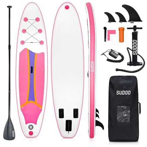 SUDOO 10FT Ultra-Light Inflatable SUP | 10'×30'' Stand Up Paddle Board | Non-Slip EVA Deck | Stable for Youth & Adults | Premium SUP Accessories (Paddle, Leash, Pump, Backpack)