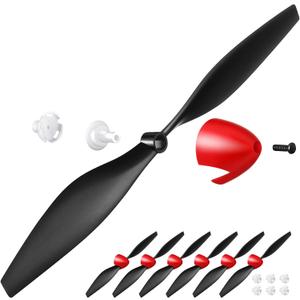 Riakrum Spare Rc Plane Propellers Airplane Carbon Fiber Nose Cone Compatible with Tr-p51 Rc Plane 4 Channel Remote Control Airplane with Propeller Savers and Adapter (6 Sets)