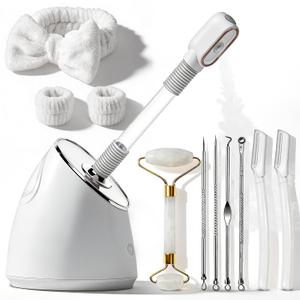 Pjordo Facial Steamer Spa Kit, Nano Ionic Face Steamer for Deep Cleaning Unclogs Pores, Warm Mist Humidifier Steamer for Face Home Sauna SPA, Self Care Gifts for Women