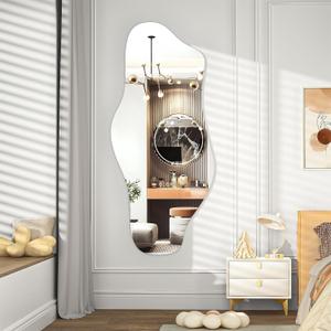 Hasipu Irregular Wall Mirror, 48"x22" Asymmetrical Frameless Mirror, Modern Decorative Mirrors for Living Room, Entryway, Hallway, Bathroom, Bedroom,Wall Mounted Home Decor