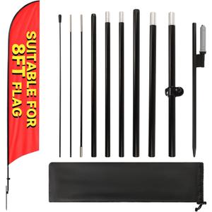 1 Sets 10FT Heavy Duty Feather Flag Pole Kit for 8FT Swooper Flags, Portable Reinforced Aluminum Banner Pole with Rotating Ground Stake, Ideal for Outdoor Advertising, Storefronts (10FT, 1 Sets)