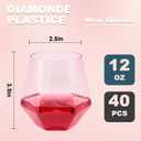 Goodluck 40 PCS Diamond Stemless Plastic Wine Whiskey Glasses, 12 Oz Disposable Cocktail Glasses, Suitable for Weddings, Birthday Parties, Family Gatherings, Bars, Multi-Color Cups
