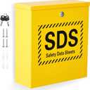 Zonon Wall Mount SDS Storage Cabinet for Safety Data Sheets, Locking Steel Binder Box for Workplace Chemical Compliance Documents, Yellow Industrial SDS Holder for Lab Factory Warehouse
