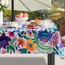 joybest Indoor Outdoor Tablecloth with Umbrella Hole and Zipper, Paisley Print Patio Table Cover Waterproof Fabric Tablecloth for Spring Summer, Picnic, 60 x 84 Rectangle/Oblong