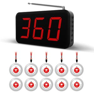Caregiver Pager Wireless Call Button,Wireless Calling System for Elderly at Home,10 Waterproof Panic Button and 1 Display Receiver,Nurse Call System 2000ft for Nurses Station Clinic Hospital