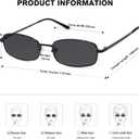 SOJOS Small Trendy Rectangle Sunglasses Womens Mens, Retro 80s 90s Y2k Chic Narrow Thin Skinny Sunnies SJ1187 (Matt Black/Grey)