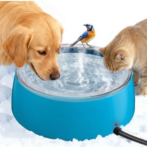 Newget 3L Heated Water Bowl, Outdoor Large Heated Dog Bowls, Outside Waterproof Heated Pet Bowl with Chew Resistant Cord, Smart Thermal Dish Provides Drinkable Water in Winter for Cat, Rabbit, Chicken