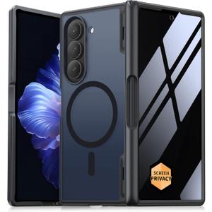 MOBOSI Magnetic for Z Fold 5 Case with Privacy Screen Protector, Compatible with Magsafe, Full-Body Slim Coverage Hinge Protection, Shockproof Phone Cover for Samsung Galaxy Z Fold5, Jet Black