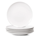 YALONG White Dinner Plates Set of 6, 10 Inch Ceramic Plates – White Porcelain Dinner Plates for Kitchen, Serving & Everyday Use, Microwave & Dishwasher Safe