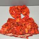 Women's Summer 2Pcs Outfits Tie-Dye Print Cropped Tops + Ruched Drawstring Mini Skirt Set Party Beach Suit M