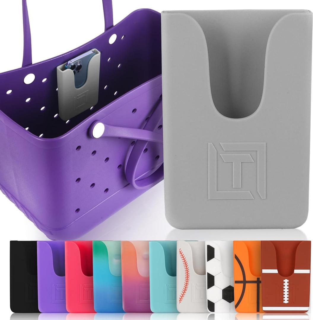 Grey Phone Holder for Bogg Bag and Simple Modern Bag - Made of Silicone and Fits All Phone Sizes