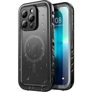 SPORTLINK for iPhone 13 Pro Max Case Waterproof - Buit in Screen Protector [Compatible with MagSafe][IP68 Underwater][6.6FT Military Dropproof][Dustproof] Full Body Shockproof Case 6.7" Black