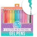 Ooly Oh My Glitter Gel Pens - Set of 12 Cute School and Art Supplies for Girls, Planner Pen with Comfort Grip, Ideal Retractable Glitter Pens for Decorations & Office Use