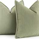 MIULEE Sage Green Decorative Pillow Covers 22x22 Inch Set of 2 Chenille Couch Throw Pillow Covers Farmhouse Cushion Cases with Elegant Design for Home Decor Sofa Bedroom Living Room