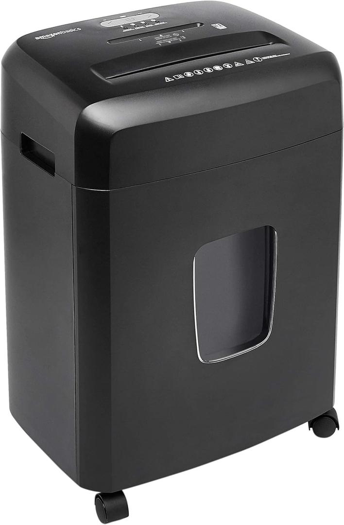 Amazon Basics 15-Sheet Cross Cut Paper Shredder for Home and Office, CD/Credit Card Shredder with 6 Gallon Wastebasket, Black