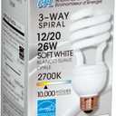 Satco S7341 12/20/26-Watt Medium Base 3-Way Spiral, 2700K, 120V, Equivalent to 30/70/100-Watt Incandescent Lamp with Energy Star Rated