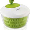 Leifheit Trend Green and White Salad Spinner, 4L Crank-Handle Salad Dryer with Non-Slip Base, Ergonomic Recessed Grip, Dual-Use Bowl for Serving or Draining, Dishwasher Safe Kitchen Tool