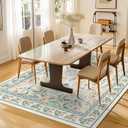 Washable Floral Area Rug 5'7' Beige Green Pink Boho Large Living Room Rug Non-Slip Soft Colorful Oriental Vintage Bedroom Carpet Dining Room Nursery Home Office Indoor Decor