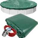 Robelle 15 ft Professional Green Winter Pool Cover for Above Ground Pools, 4 ft Overlap (19 ft Cover Size), Solid 12 x 12 Scrim, 3.7 oz/yd2