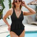 Edelqual Womens Swimsuits Tankini Two Piece Bathing Suits Tummy Control High Waisted Bikini Set 2025 Ruffled Swimwear (Black, L)