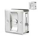 HOMOTEK 2 Pack Privacy Pocket Door Lock Hardware with Pull - Replace Old Or Damaged Sliding Door Locks Quickly and Easily, 2-3/ 4”x2-1/ 2”, for 1-3/ 8” Thickness Door, Brushed Nickel