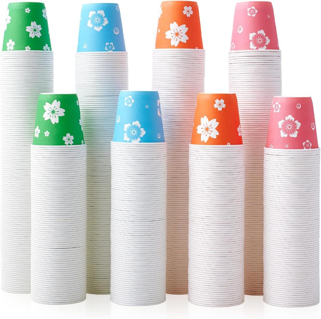 LITOPAK 800 Pack 3 oz Disposable Bathroom Cups, Colorful Small Disposable Paper Cups for Parties, Picnics, Barbecues, Travel and Events