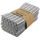 INFEI Broad Striped Cotton Blended Dinner Cloth Napkins - Set of 12 (17 x 17 inches) - for Events & Home Use (Navy)