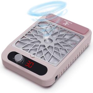 Nail Dust Collector for Nail Techs, Compact & Quiet Nail Vacuum dust Collector with Reusable Filter, Powerful Nail Fan Nail Tech Must Haves for Gel Polish, Pedicures, Salon & Home Use (Light Pink)