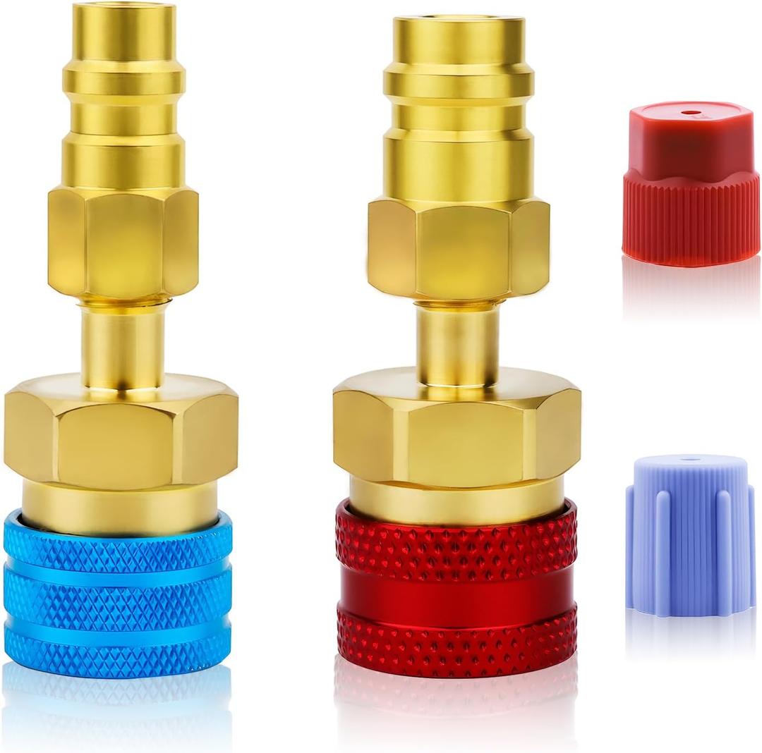 R1234yf Adapter, 2 Pack R1234yf to R134a Adapter Kit, Quick Couplers for High & Low Side Car AC Refrigerant Recharge and Conversion