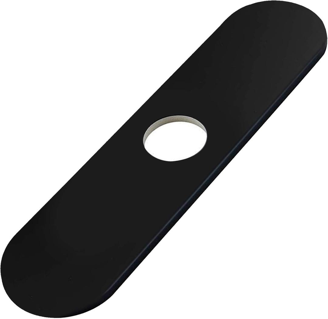 Matte Black Faucet Plate, Sink Hole Cover, Faucet Deck Plate Round 10" Bathroom or Kitchen Sink Faucet 1 or 3 Hole Deck Plate - Sink Faucet Hole Cover for Vanity Sink Faucet