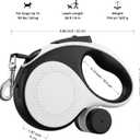 Retractable Dog Leash 26FT for Large Dogs up to 110lbs, Extra Long Strong Nylon Tape, 360 Tangle-Free, One-Handed Brake&Lock, with Poop Bag Dispenser, Ergonomic Anti-Slip Handle (White)