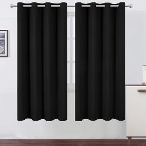 LEMOMO Black Thermal Blackout Curtains/52 x 72 Inch/Set of 2 Panels Room Darkening Curtains for Bedroom