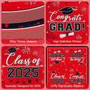 Graduation Plates and Napkins 2025 Grad Party Supplies, Class of 2025 Congrats Grad Disposable Paper Plates Cocktail Napkins Set for 2025 Red Black Graduation Party Decorations Sets, Serve 50