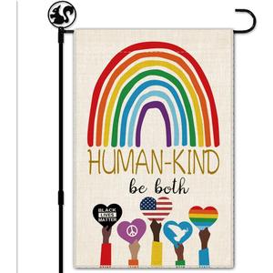 Hafhue Human Kind Be Both Welcome Garden Flag Yard Outdoor Farmhouse Decorations, Be Kind Flag Gift for Families Friends, Ally flag, Disability Flag, Equality Flags, Indigenous People Garden Flag(B)