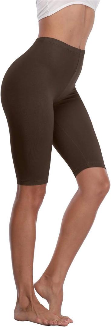 Kotii Women's Buttery Soft Short Leggings Modal Cotton Shorts Under Dresses Leggings Pants (Large-X-Large, Brown)