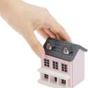 Miniature Cottage for Dollhouse Accessories Desktop Decor Wooden Mini House Storage Decoration Ornament Nice Present for Miniature Lovers (Pink)