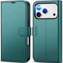 TUCCH Wallet Case for iPhone 17 Pro (6.3") 2025, 4 Card Holders | RFID Blocking | Stand | Shockproof TPU Shell | PU Leather | Magnetic Closure | Protective Flip Folio Cover | Bluish Green